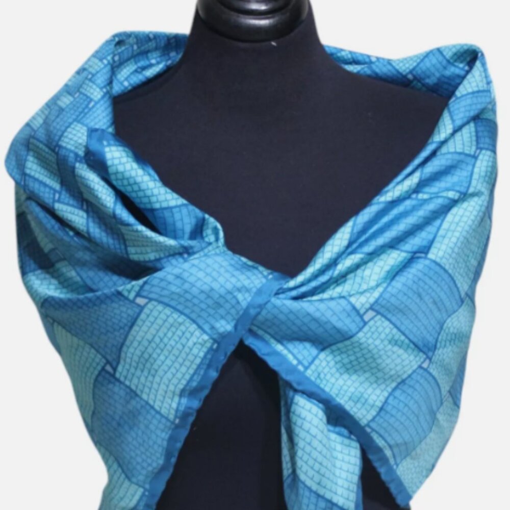 Vintage Italian Designer scarf by Roberta Di Camerino Venezia, blue Geometric